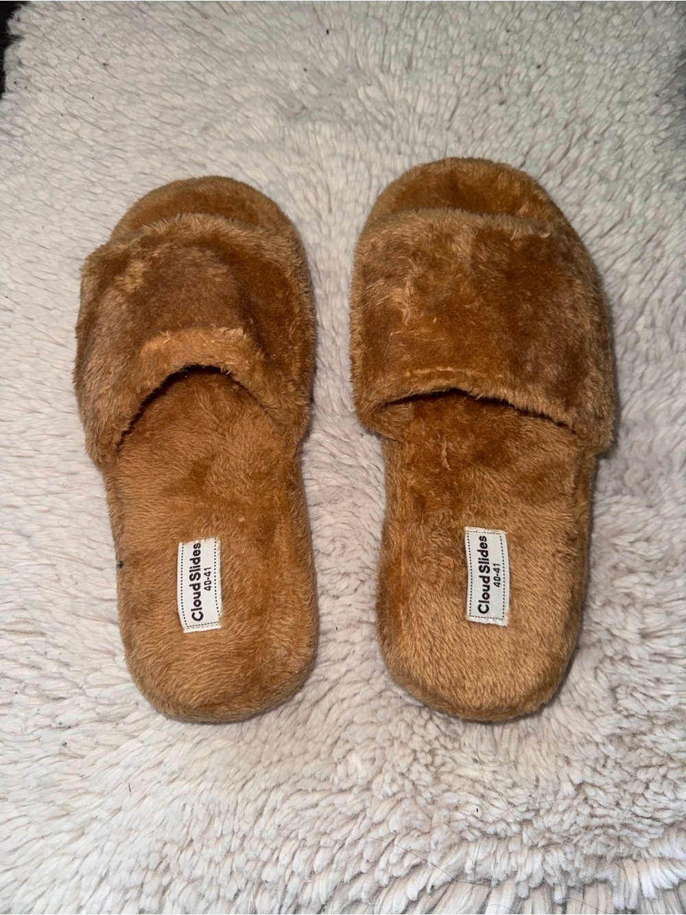 Cloud Slides Huggy Slippers Brown Fabric Women Size 9 US
